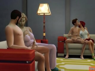 Old woman With the addition of Son With the addition of Dad With the addition of Daughter Family Fucking Foursome Orgy
